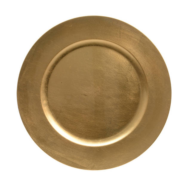 2x stuks diner borden/onderborden goud glimmend 33 cm - Onderborden
