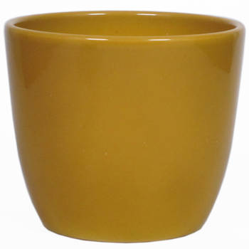 Bloempot glanzend oker geel keramiek voor kamerplant H25 x D28 cm - Plantenpotten