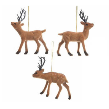 Set van 3x stuks kerstboom hangers rendieren 13 cm - Kersthangers