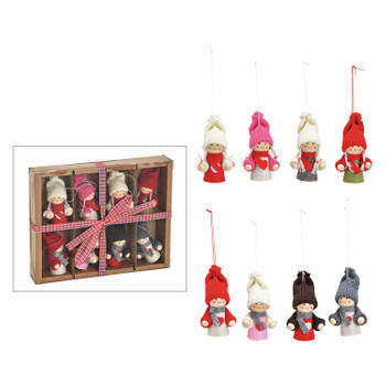 Bellatio Decorations Kersthangers - 8x - poppetjes - 4 x 7 x 3 cm - Kersthangers