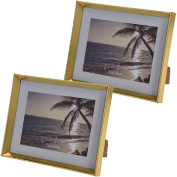 2x stuks kunststof fotolijst goud geschikt voor een foto van 13 x 18 cm - Fotolijsten