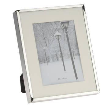 Fotolijstje/fotoframe 20 x 25 cm met zilver metalen rand - Fotolijsten