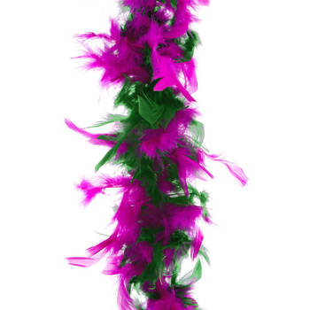 Carnaval verkleed veren Boa kleur paars/ groen 2 meter - Verkleed boa