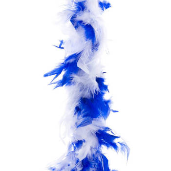 Carnaval verkleed veren Boa kleur blauw/wit mix 2 meter - Verkleed boa