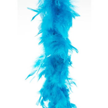 Carnaval verkleed veren Boa kleur turquoise 2 meter - Verkleed boa
