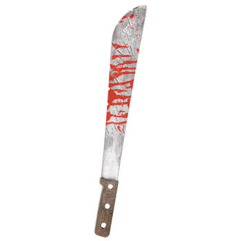 Halloween Horror kunststof hakmes/machete met bloed 20 cm - Verkleedattributen
