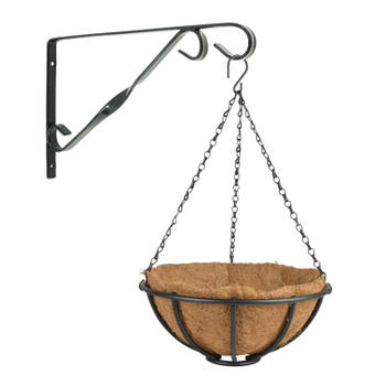 Hanging basket 30 cm met muurhaak - metaal - complete hangmand set - Plantenbakken