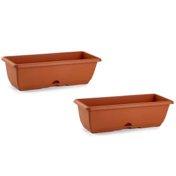 2x stuks plantenbakken terra cotta rechthoekig 60 x 20 x 17 cm - Plantenbakken