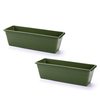 2x stuks plantenbak groen rechthoekig 50 x 17 x 15 cm - Plantenbakken