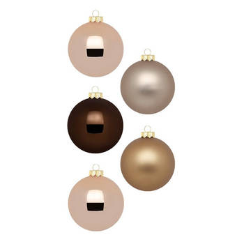 20x stuks glazen kerstballen elegant bruin mix 6 cm glans en mat - Kerstbal