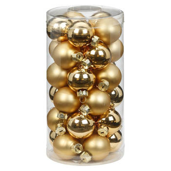 30x stuks kleine glazen kerstballen goud mix 4 cm - Kerstbal