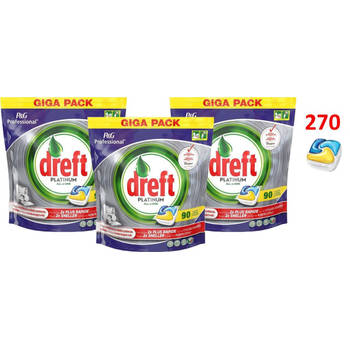 Dreft Platinum - All in One Lemon voordeeldeal 270 vaatwastabletten / jaardoos / megadeal / voordeeldoos