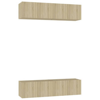 vidaXL Tv-meubelen 4 st 60x30x30 cm bewerkt hout sonoma eikenkleurig