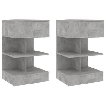vidaXL Nachtkastjes 2 st 40x35x65 cm spaanplaat betongrijs