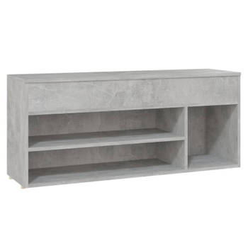 vidaXL Schoenenbank 105x30x45 cm bewerkt hout betongrijs