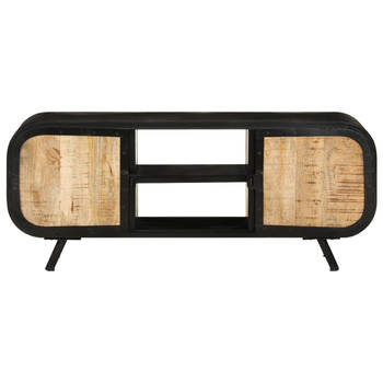 The Living Store Industrieel TV-Meubel - 110x30x45 cm - Ruw Mangohout en IJzer