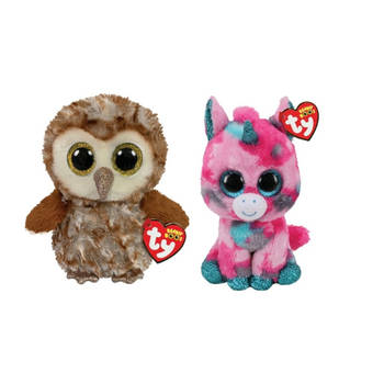 Ty - Knuffel - Beanie Boo's - Gumball Unicorn & Percy Owl