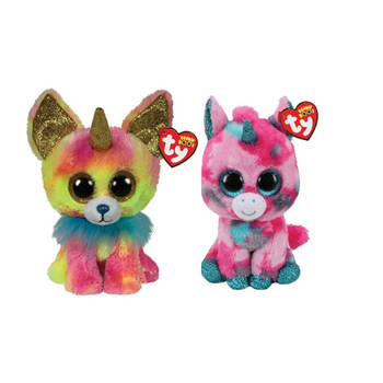 Ty - Knuffel - Beanie Boo's - Gumball Unicorn & Yips Chihuahua