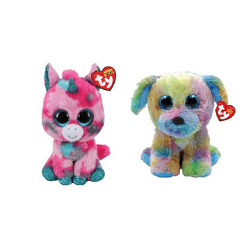 Ty - Knuffel - Beanie Boo's - Gumball Unicorn & Max Dog