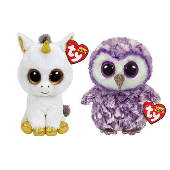 Ty - Knuffel - Beanie Boo's - Pegasus Unicorn & Moonlight Owl