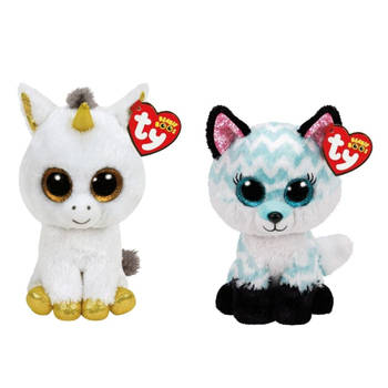 Ty - Knuffel - Beanie Boo's - Pegasus Unicorn & Atlas Fox