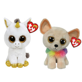 Ty - Knuffel - Beanie Boo's - Pegasus Unicorn & Chewey Chihuahua