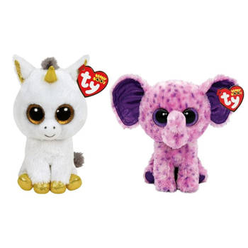 Ty - Knuffel - Beanie Boo's - Pegasus Unicorn & Eva Elephant