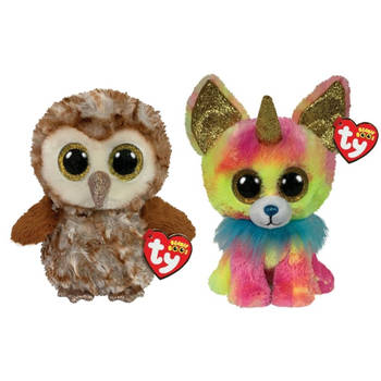 Ty - Knuffel - Beanie Boo's - Percy Owl & Yips Chihuahua