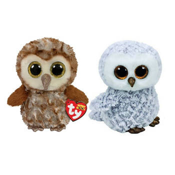 Ty - Knuffel - Beanie Boo's - Percy Owl & Owlette Owl