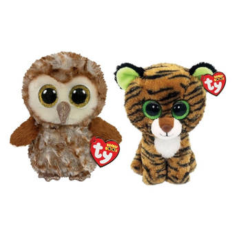 Ty - Knuffel - Beanie Boo's - Percy Owl & Tiggy Tiger