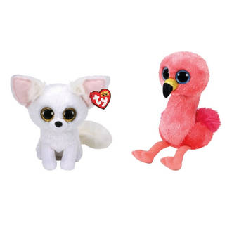 Ty - Knuffel - Beanie Boo's - Phoenix Fox & Gilda Flamingo