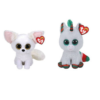 Ty - Knuffel - Beanie Boo's - Phoenix Fox & Christmas Unicorn