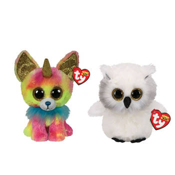 Ty - Knuffel - Beanie Boo's - Yips Chihuahua & Austin Owl