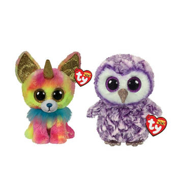 Ty - Knuffel - Beanie Boo's - Yips Chihuahua & Moonlight Owl