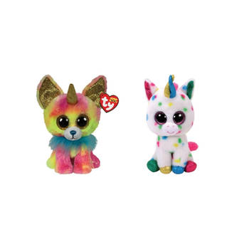 Ty - Knuffel - Beanie Boo's - Yips Chihuahua & Harmonie Unicorn