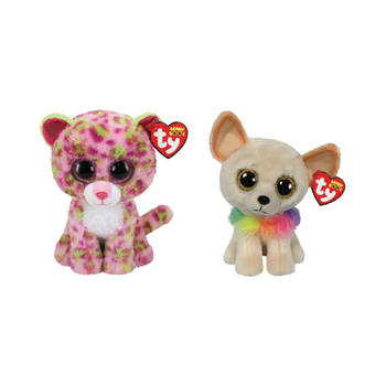 Ty - Knuffel - Beanie Boo's - Lainey Leopard & Chewey Chihuahua