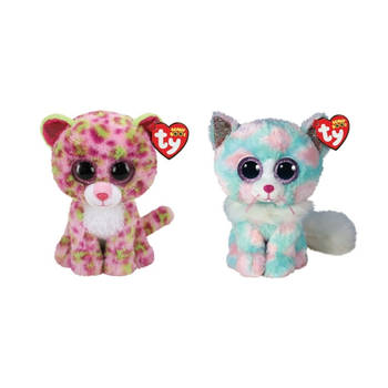 Ty - Knuffel - Beanie Boo's - Lainey Leopard & Opal Cat