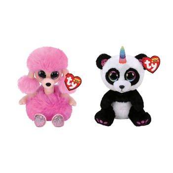 Ty - Knuffel - Beanie Boo's - Camilla Poodle & Paris Panda