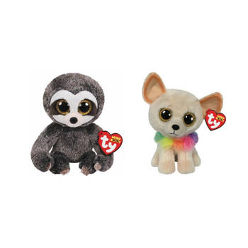 Ty - Knuffel - Beanie Boo's - Dangler Sloth & Chewey Chihuahua