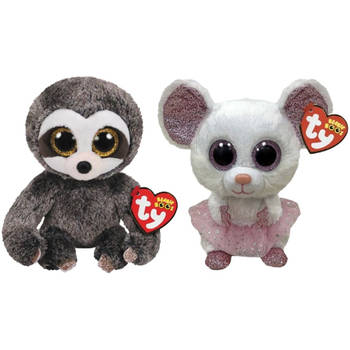 Ty - Knuffel - Beanie Boo's - Dangler Sloth & Nina Mouse