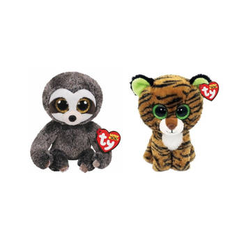Ty - Knuffel - Beanie Boo's - Dangler Sloth & Tiggy Tiger