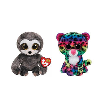 Ty - Knuffel - Beanie Boo's - Dangler Sloth & Dotty Leopard