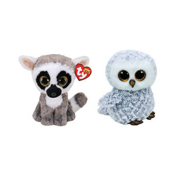 Ty - Knuffel - Beanie Boo's - Linus Lemur & Owlette Owl