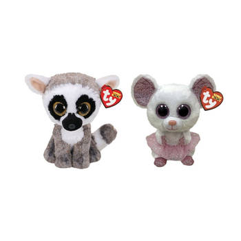 Ty - Knuffel - Beanie Boo's - Linus Lemur & Nina Mouse