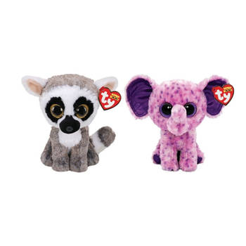 Ty - Knuffel - Beanie Boo's - Linus Lemur & Eva Elephant