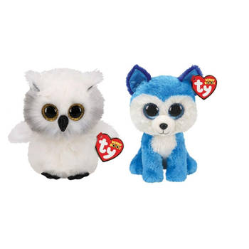 Ty - Knuffel - Beanie Boo's - Ausitin Owl & Prince Husky