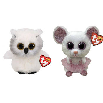Ty - Knuffel - Beanie Boo's - Ausitin Owl & Nina Mouse