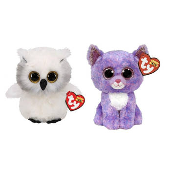 Ty - Knuffel - Beanie Boo's - Ausitin Owl & Cassidy Cat