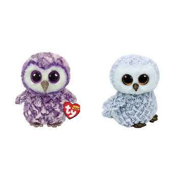 Ty - Knuffel - Beanie Boo's - Moonlight Owl & Owlette Owl