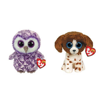 Ty - Knuffel - Beanie Boo's - Moonlight Owl & Muddles Dog